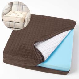 Quilted Faux Suede Armchair Booster Cushion Cover - Chocolate - thumbnail 2