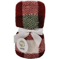 Kinross Check Teddy Fleece Throw - Red