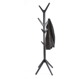 Hampton Black Wooden Freestanding Hat and Coat Stand with 8 Hooks - Black - thumbnail 5