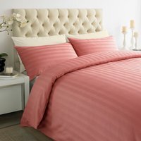 250TC Duvet Cover Sets Sateen Stripe and Pillowcases - Peach / King