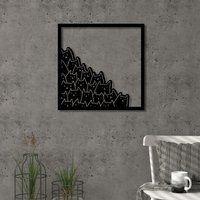 Meow Wall Art Metal Decorative Object - Black - Black