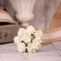 Bunch of 8 Foam Tea Rose Buds  - White