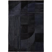 Bosie Safira Small Black And Grey Deco Hair on Leather Rug - Black