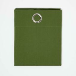 Homescapes Cotton Plain Ready Made Eyelet Curtain Pair - Dark Olive / 137cm / 182cm - thumbnail 2