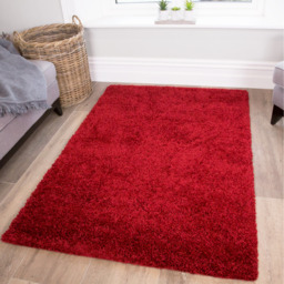 Soft Value Red Shaggy Area Rug - Wine / 160 x 110cm - thumbnail 2