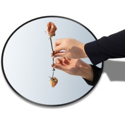 Round Black Framed Wall Mirror - Black / 70cm - thumbnail 5