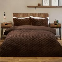 Dakota Checkerboard Fleece Duvet Set - Mocha / Single - image 1