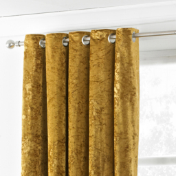 Verona Crushed Velvet Ringtop Eyelet Curtains - Ochre / 229cm / 137cm - thumbnail 2