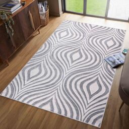 Valencia Modern Ogee Design Carved Area Rugs - Silver / 200x290 cm Rectangle - thumbnail 4