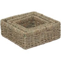 Set of 3 Square Seagrass Trays - Green