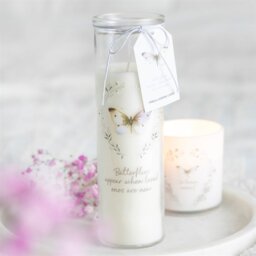 Butterflies Appear Vanilla Candle Memorial Gift Sympathy Tribute - White - thumbnail 4