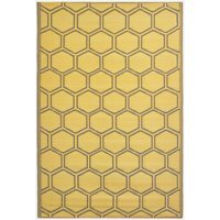 Homescapes Outdoor Rug Waterproof Reversible, 182 x 122 cm, Yellow Honeycomb - Yellow - image 1