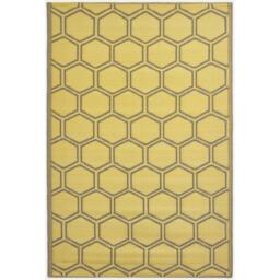 Homescapes Outdoor Rug Waterproof Reversible, 182 x 122 cm, Yellow Honeycomb - Yellow - thumbnail 4