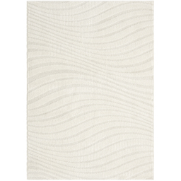 Aya Living Room Area Rugs - Embossed Waves Design Cream Rug - Cream / 170cm - thumbnail 4