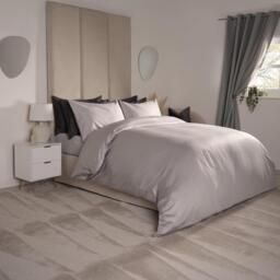 Highams 220 Thread Count Hotel Luxury Premium Quality Cotton Soft Duvet Cover - Silver / Single / 400 - thumbnail 2