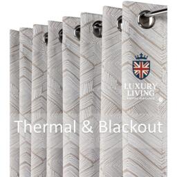 Triple Weave Soft Drape Geometric Aztec Print Ring Top Blackout Curtains - Cream / 229cm - thumbnail 3