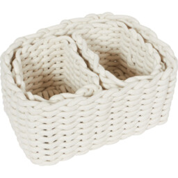 Pack of 3 Rope Storage Baskets  - Cream - thumbnail 3