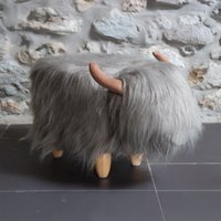 Highland Cow Footstool - Grey