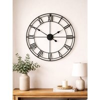 Baywood 59cm Dia Matt Black Metal Wall Clock - Black