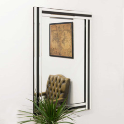 MirrorOutlet Dalton Black All Glass Large Dress Mirror 120 x 80cm - Black - thumbnail 2