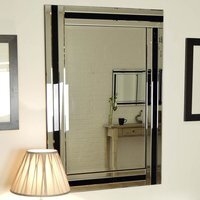 MirrorOutlet Dalton Black All Glass Large Dress Mirror 120 x 80cm - Black