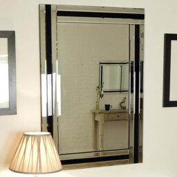 MirrorOutlet Dalton Black All Glass Large Dress Mirror 120 x 80cm - Black - thumbnail 4