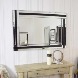 MirrorOutlet Dalton Black All Glass Large Dress Mirror 120 x 80cm - Black - thumbnail 5