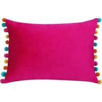 Fiesta Velvet Cushion 35 x 50cm - Hot Pink-Multicolour / Feather - thumbnail 1
