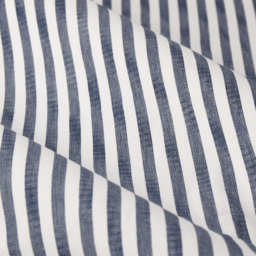 Hebden Striped Cotton Pencil Pleat Curtain Pair - Navy / 229cm / 137cm - thumbnail 4