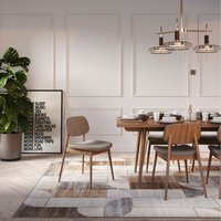 Neutral Beige Retro Geometric Living Area Rug - Beige / 170 x 120cm - thumbnail 1