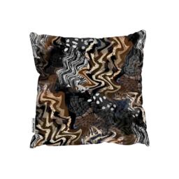 African Print Outdoor Cushion - Brown / 60cm - thumbnail 2