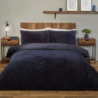 Dakota Checkerboard Fleece Duvet Set - Navy / King - thumbnail 1