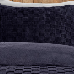Dakota Checkerboard Fleece Duvet Set - Navy / King - thumbnail 2