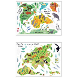 Kids Bedroom Animal and World Wall Stickers - Multicolour - thumbnail 2