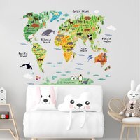 Kids Bedroom Animal and World Wall Stickers - Multicolour - thumbnail 1