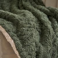 OHS Cable Knit Sherpa Throw - Woodland Green