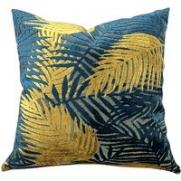 Palm Velvet Cushion - Teal - image 1
