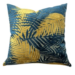 Palm Velvet Cushion - Teal - thumbnail 2