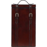 Genuine Leather Double Bottle Case with Buckles Closure - Chestnut - image 1