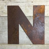 Personalised Metal lettering , Personalised Gift , Rusty Chunky Letter N - Rusted
