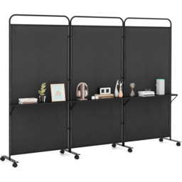 3-Panel Folding Room Divider - Black - thumbnail 2