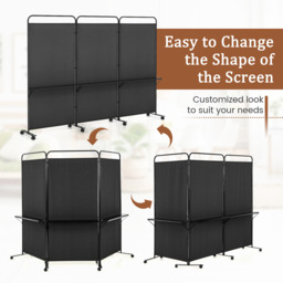 3-Panel Folding Room Divider - Black - thumbnail 4