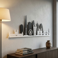 London Skyline Metal Wall Art 2D - Black/White