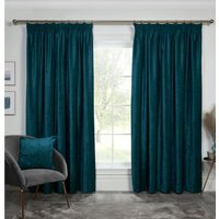 Chenille Taped Curtains - Teal / 168cm / 137cm