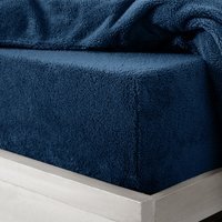 Teddy Navy Soft Cosy Thermal Fleece Fitted Sheet - Navy / Superking