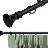 16-19 mm Extendable Metal Curtain Pole Rods Voile Easy Fitting - Black / 120 - 210 cm - image 1