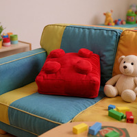 Building Brick Cushion Square Red - Red - image 1