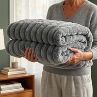 Ribbed Fleece Blanket - Charcoal