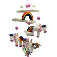Handmade Felt Rainbow Unicorn Mobile for Nurseries  Playrooms - Multi