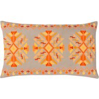 Kalina Embroidered Cushion - Orange - thumbnail 1